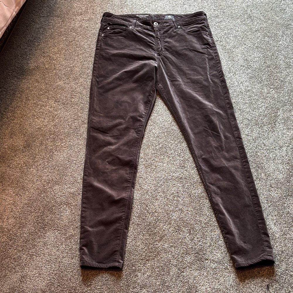Adriano Goldschmeid beautiful charcoal gray velvet jeans 32 excellent condition.